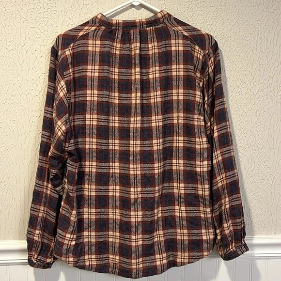 Free People Plaid Northern Bound Flannel Henley top size XS - Picture 7 of 11